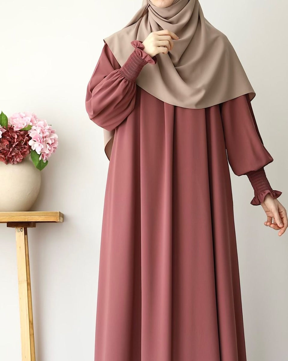 Designer Turkish Style Abaya with Gathered Neckline