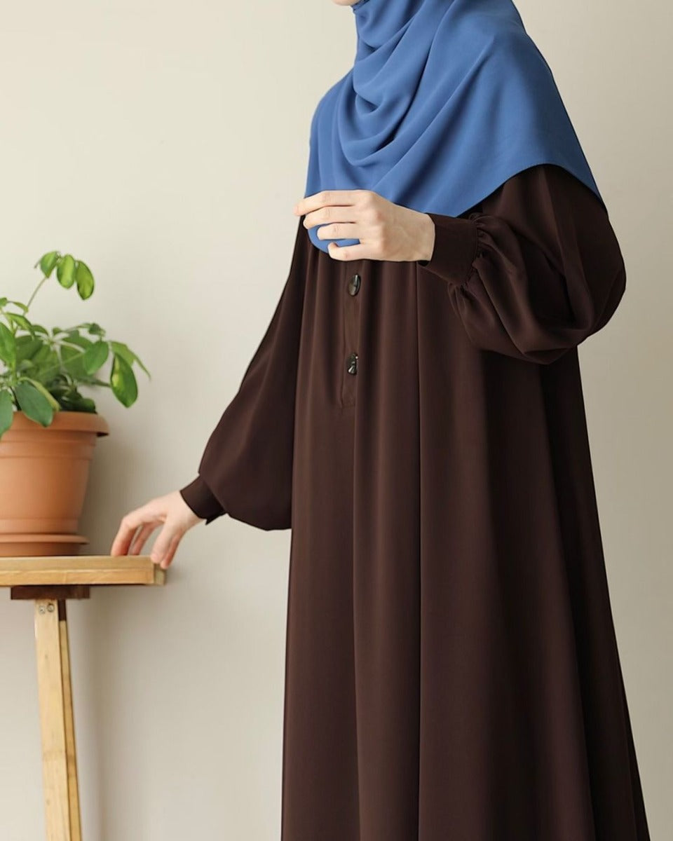 Turkish Style Closed Abaya with Balloon Sleeves