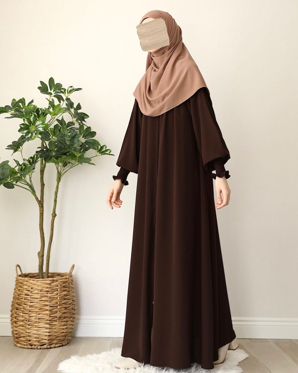 Turkish Style Front-Open Abaya with Full Zipper