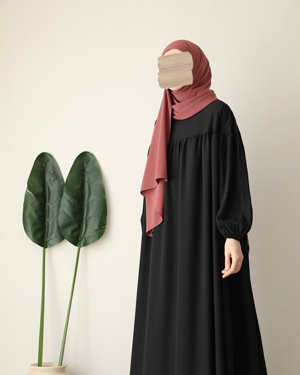 Designer Turkish Style Abaya with Bustline Gathers
