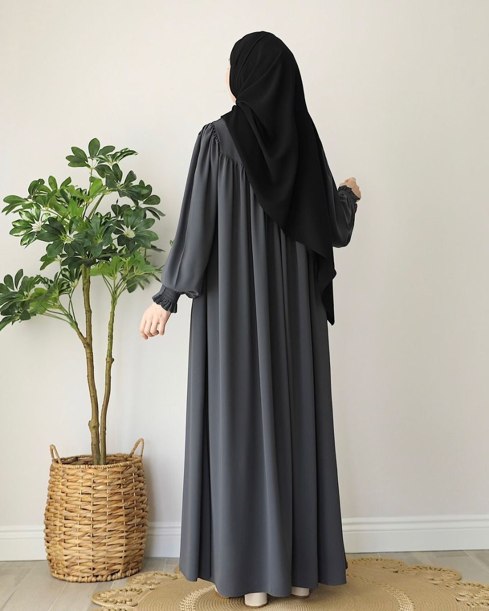 Designer Turkish Style Abaya with V-Shaped Gather