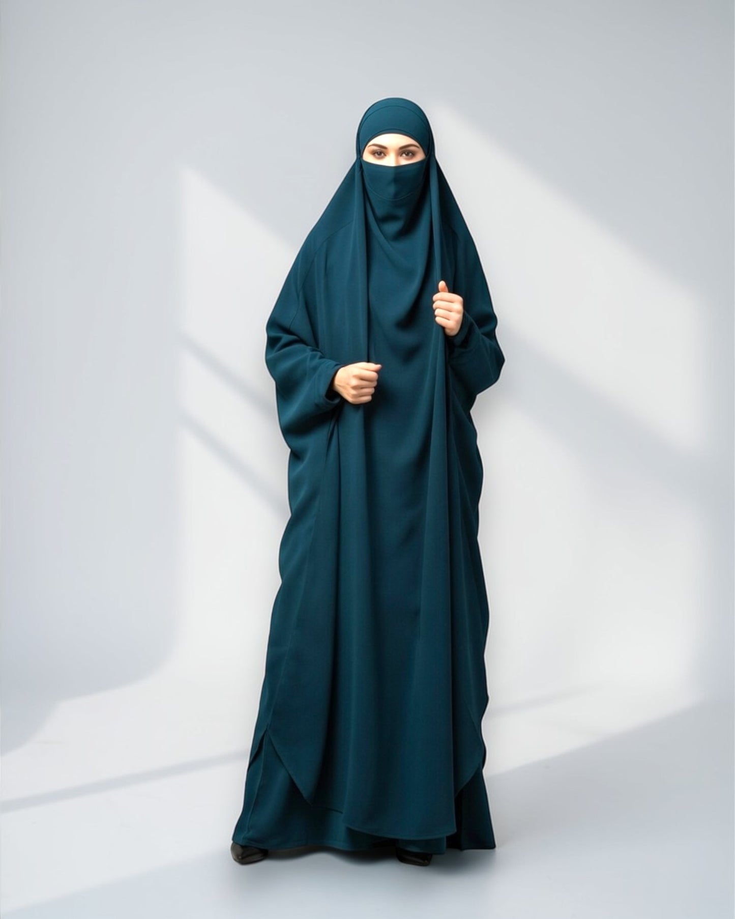 Full Length- Single Piece Jilbab With Adjustable Mouthpiece in Firdaus Fabric
