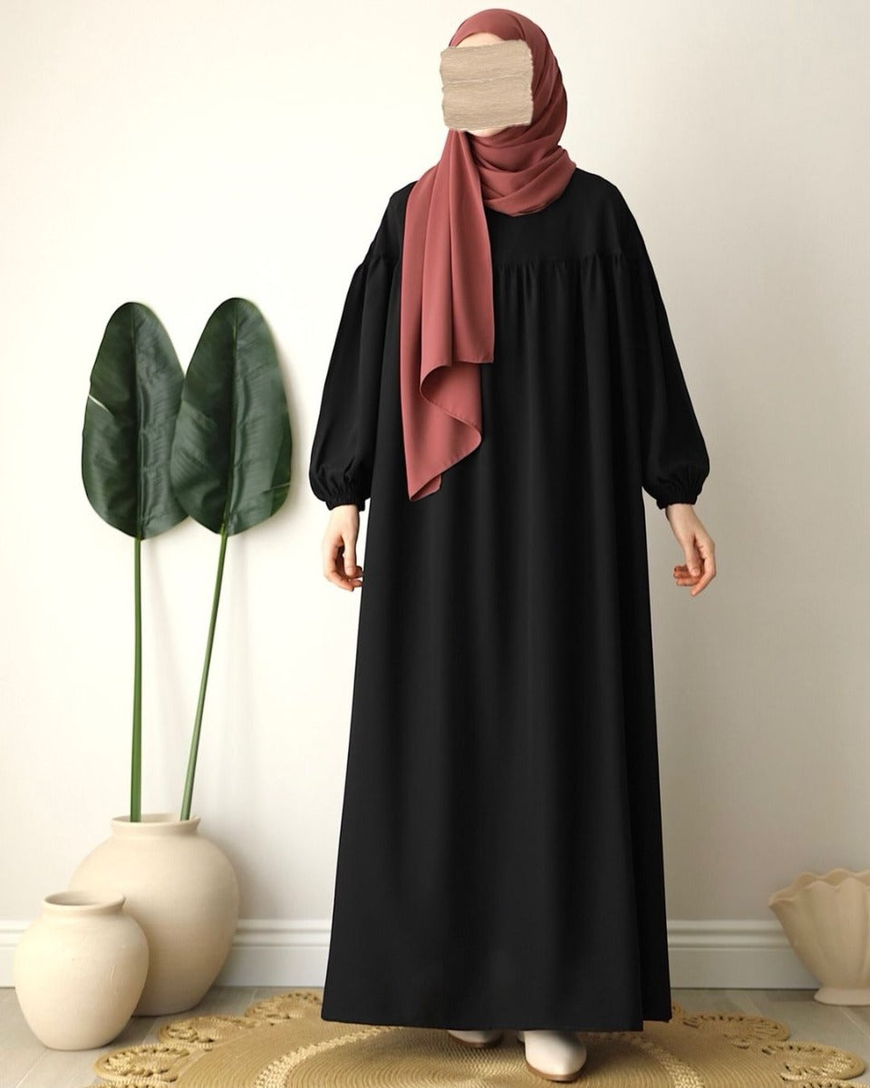 Designer Turkish Style Abaya with Bustline Gathers