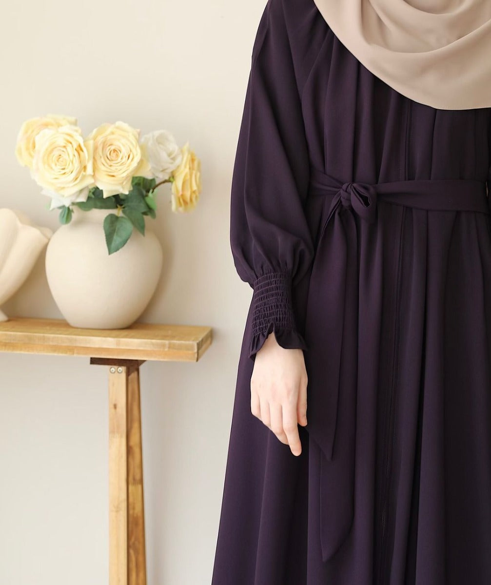 Turkish Style Front-Open Abaya with Full Zipper