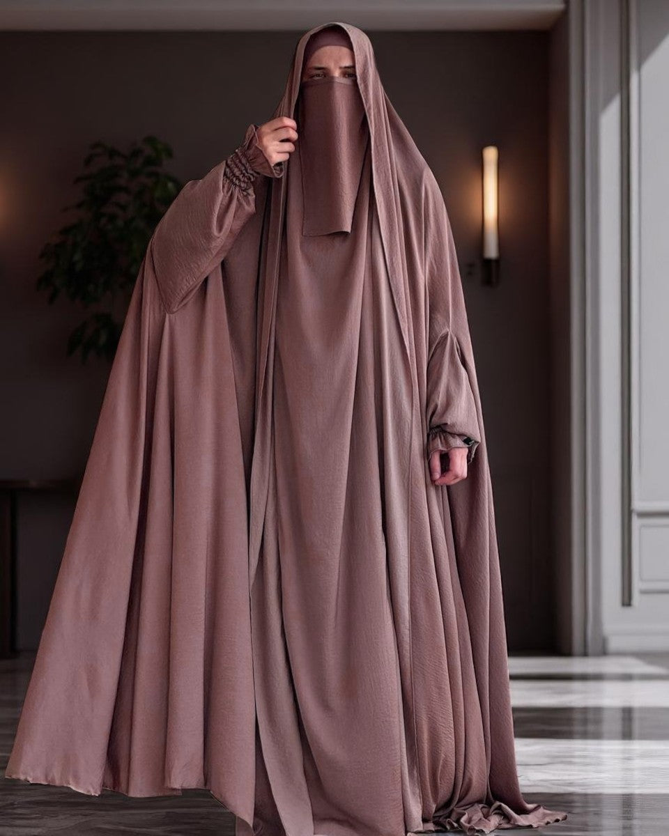 Designer One-Piece Jilbab in Cye Crush Fabric with Matching Niqab