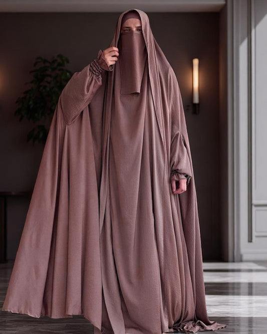 Designer One-Piece Jilbab in Cye Crush Fabric with Matching Niqab