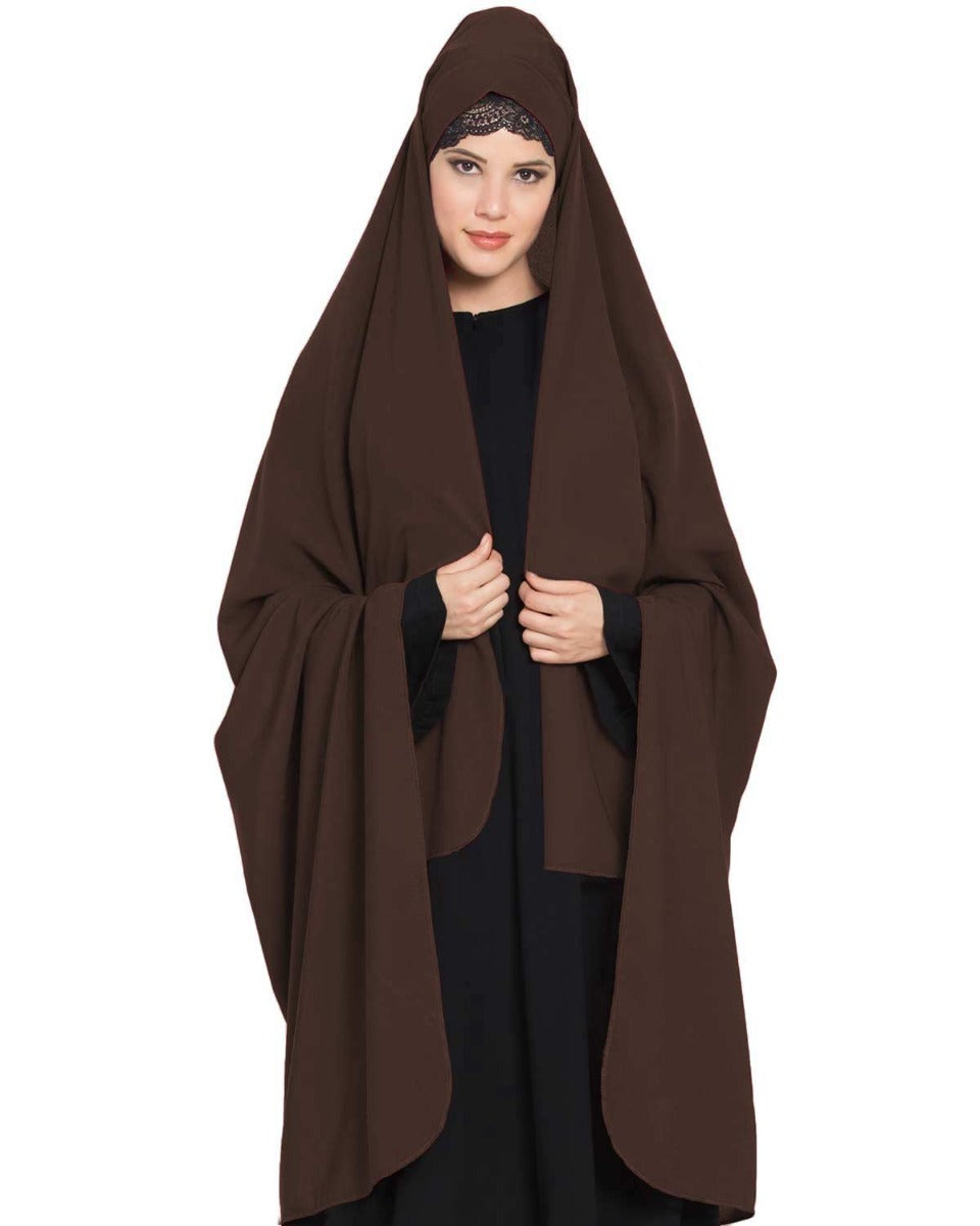 Irani Chadar -Rida Hijab with Detachable Nose Piece-Made in Nida Matt-Brown
