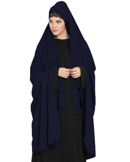 EiIrani Chadar -Rida Hijab with Detachable Nose Piece-Made in Nida Matt-Navy Blue