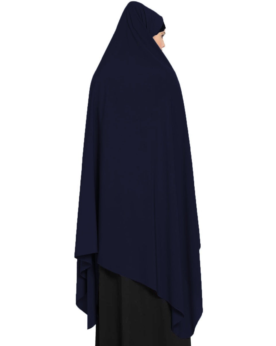 EiIrani Chadar -Rida Hijab with Detachable Nose Piece-Made in Nida Matt-Navy Blue