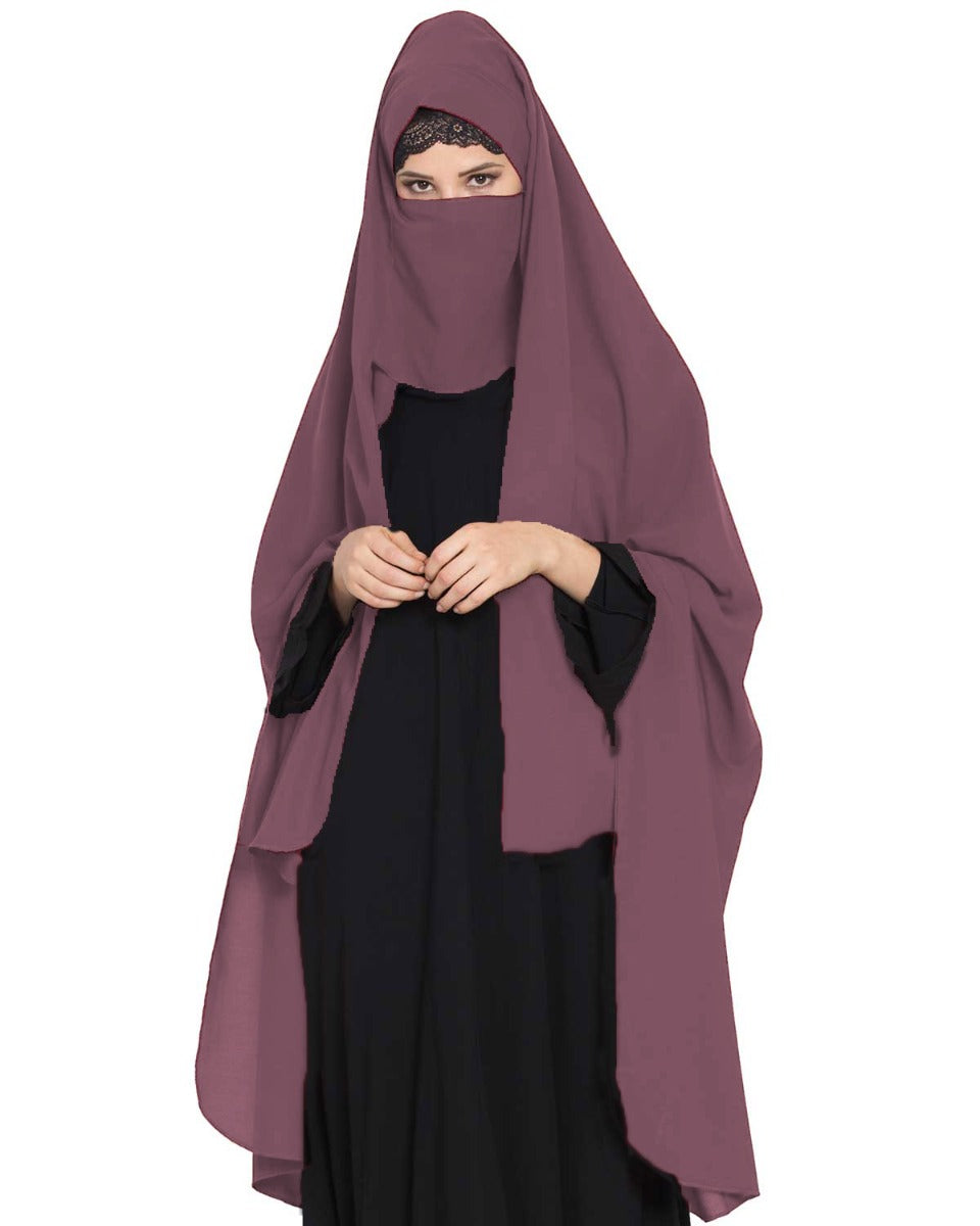 Irani Chadar -Rida Hijab with Detachable Nose Piece-Made in Nida Matt-Puce Pink