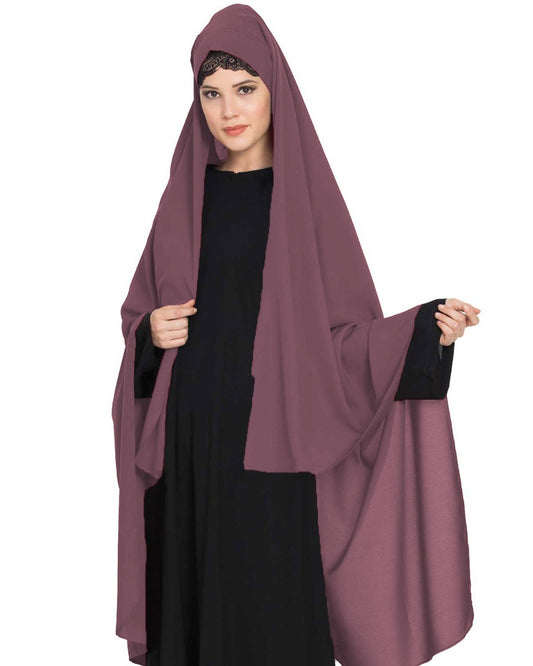 Irani Chadar -Rida Hijab with Detachable Nose Piece-Made in Nida Matt-Puce Pink