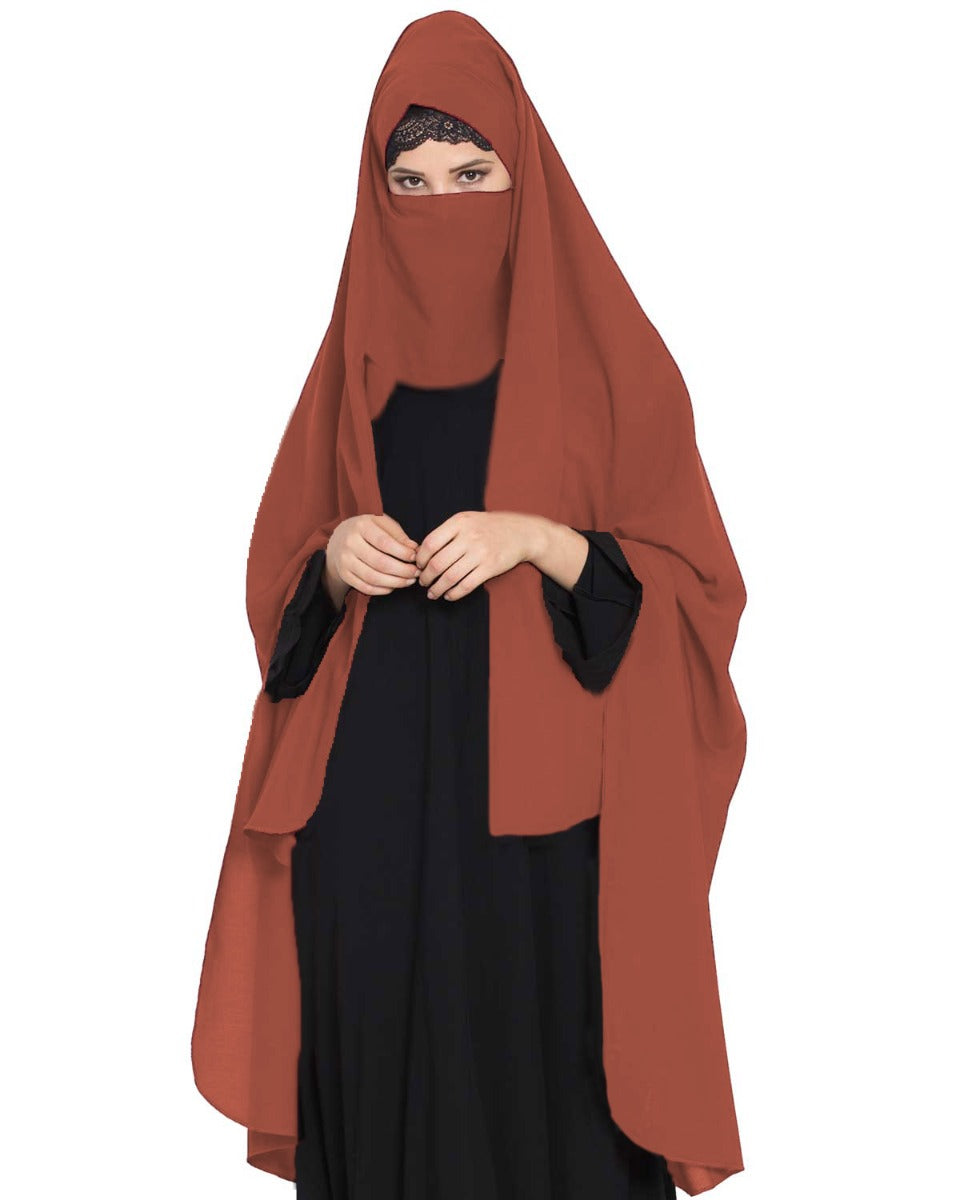 Irani Chadar -Rida Hijab with Detachable Nose Piece-Made in Nida Matt-Rust