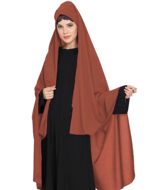 Irani Chadar -Rida Hijab with Detachable Nose Piece-Made in Nida Matt-Rust