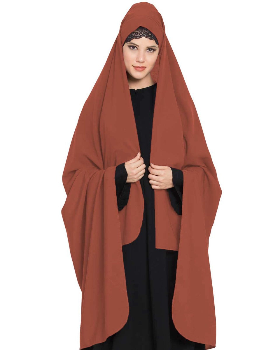 Irani Chadar -Rida Hijab with Detachable Nose Piece-Made in Nida Matt-Rust