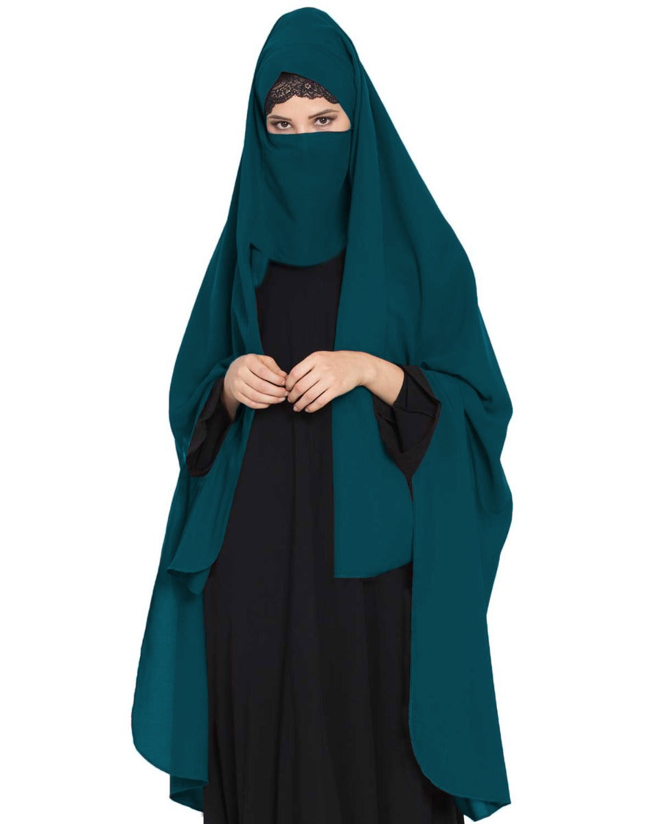 Irani Chadar -Rida Hijab with Detachable Nose Piece-Made in Nida Matt-Teal