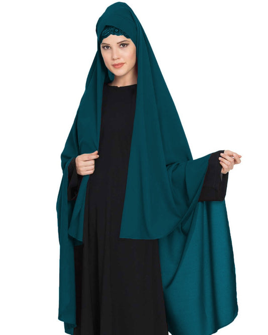 Irani Chadar -Rida Hijab with Detachable Nose Piece-Made in Nida Matt-Teal