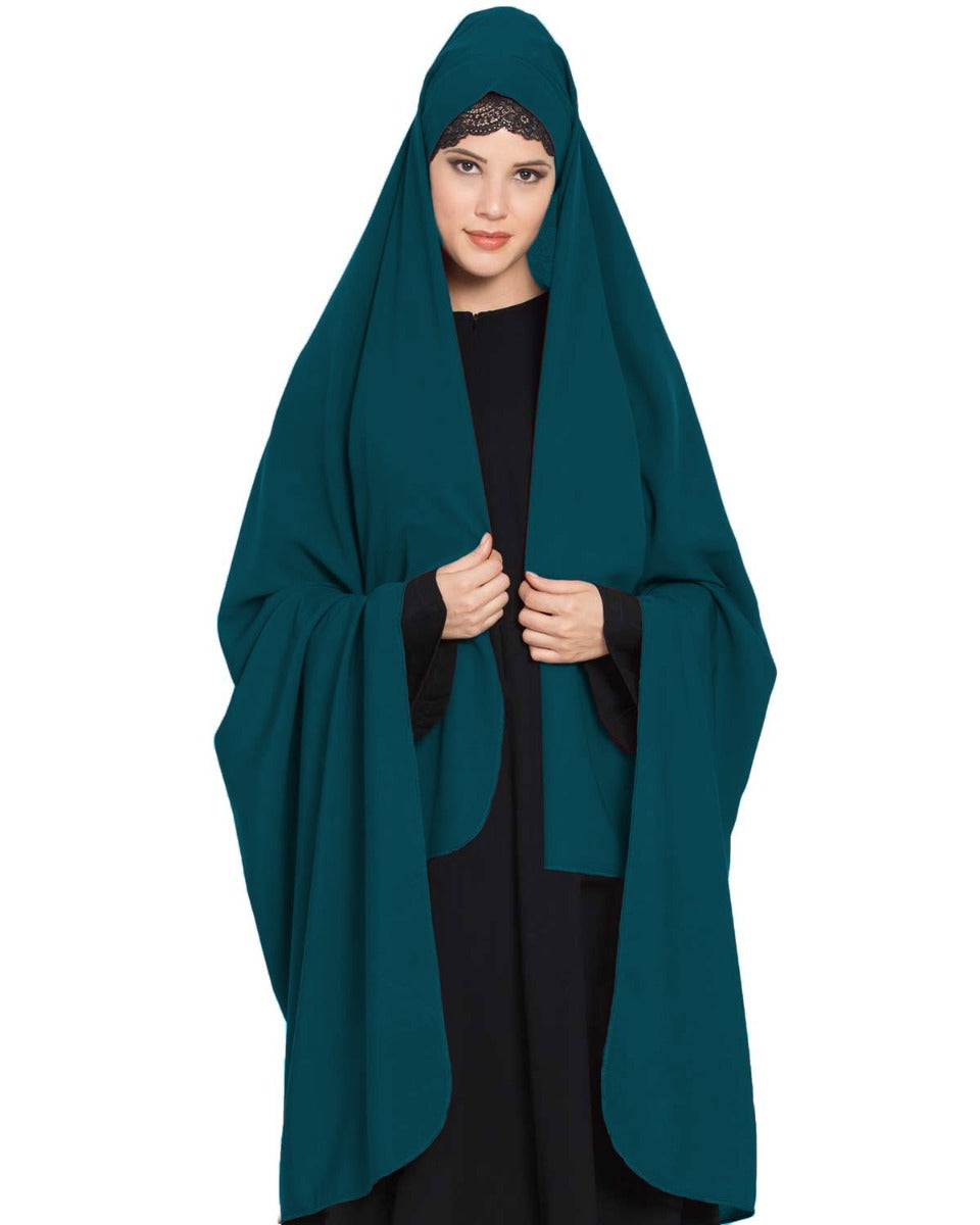 Irani Chadar -Rida Hijab with Detachable Nose Piece-Made in Nida Matt-Teal