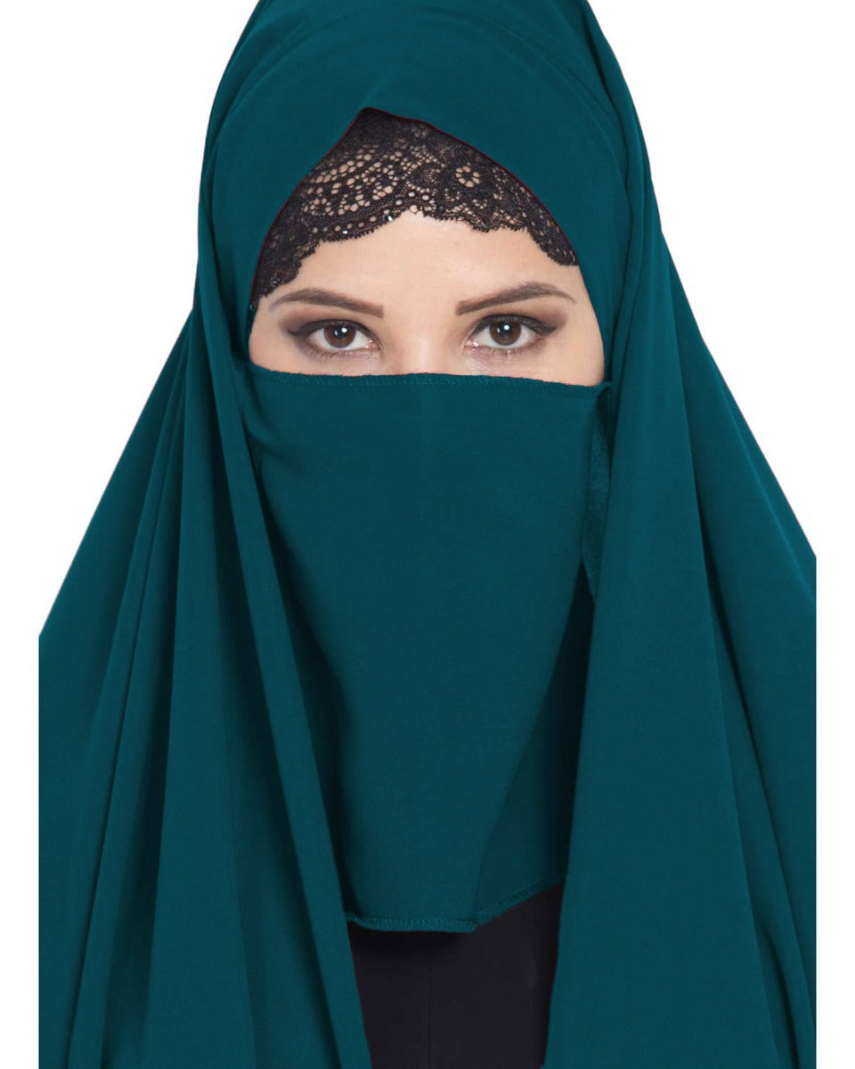 Irani Chadar -Rida Hijab with Detachable Nose Piece-Made in Nida Matt-Teal