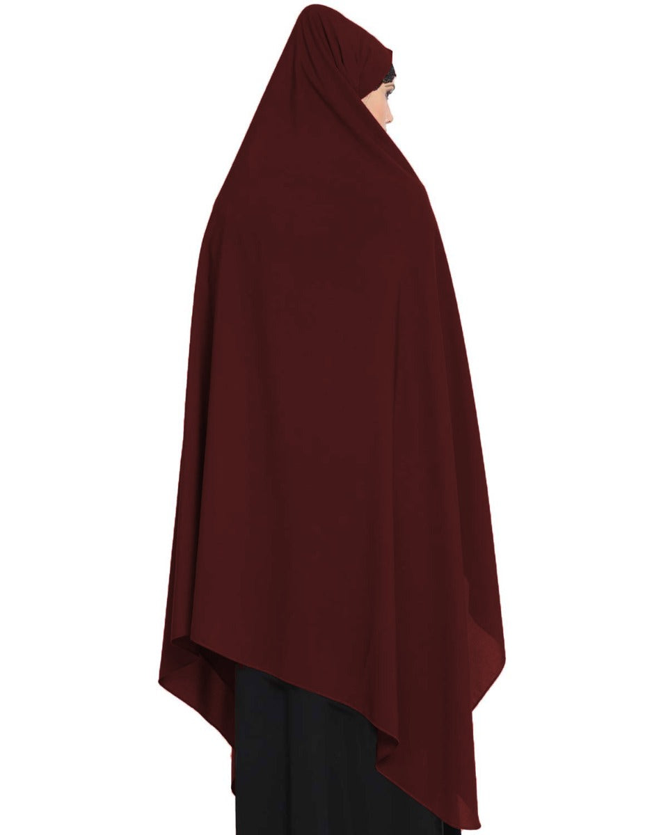 Irani Chadar -Rida Hijab with Detachable Nose Piece-Made in Nida Matt-Wine