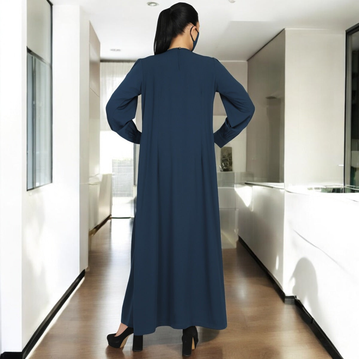 Abaya With Multiple Pleats And Belt. Comes With A Matching Hijab.