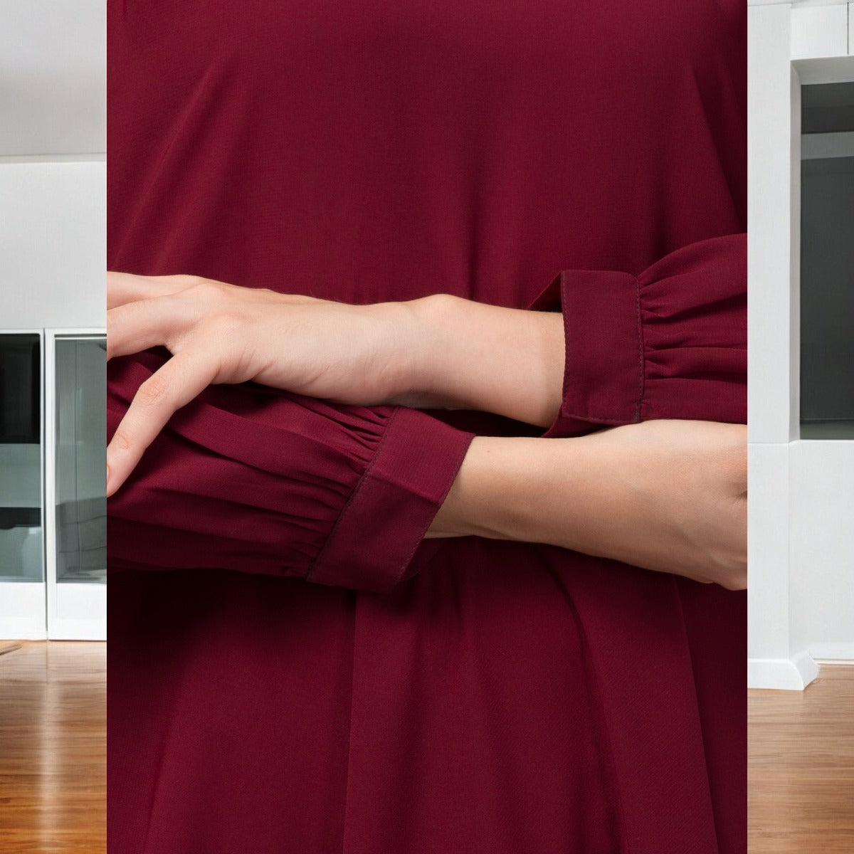 Modest Co-ord Set: Designer Loose Fit Top with Frills and Flared Skirt