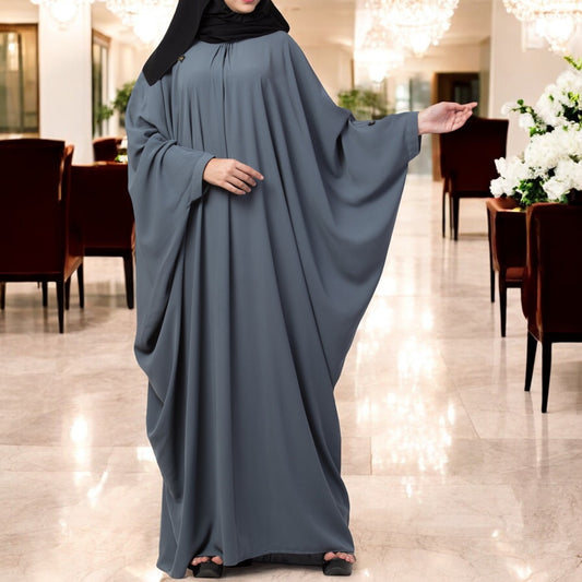 Simple Yet Elegant Islamic Kaftan Abaya With Pleats On Neck
