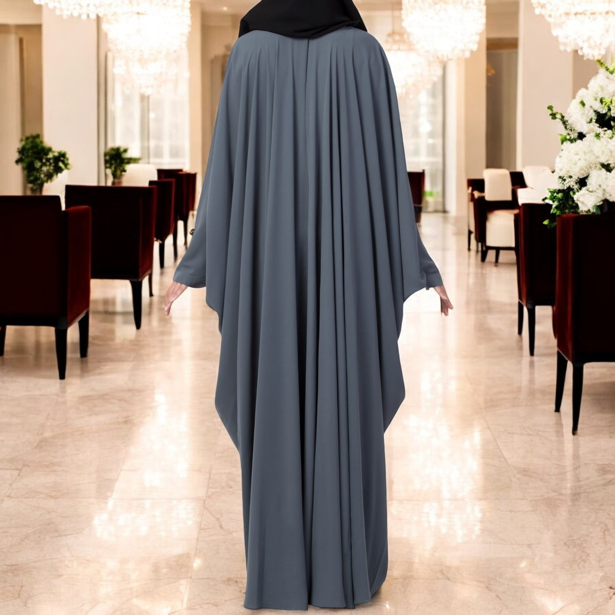 Simple Yet Elegant Islamic Kaftan Abaya With Pleats On Neck