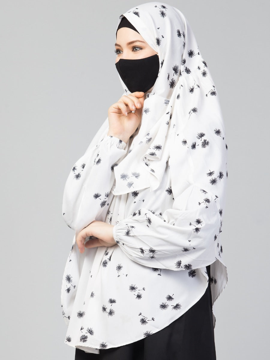 Printed Khimar With Attached Mouthpiece