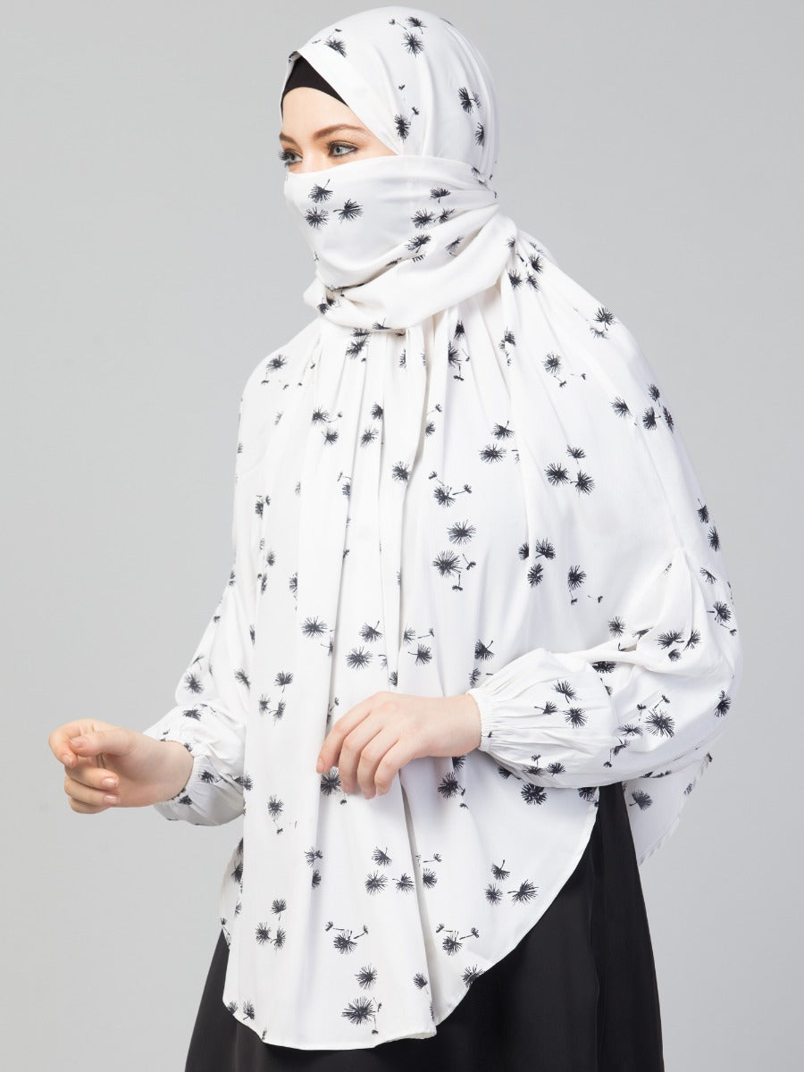 Printed Khimar With Attached Mouthpiece