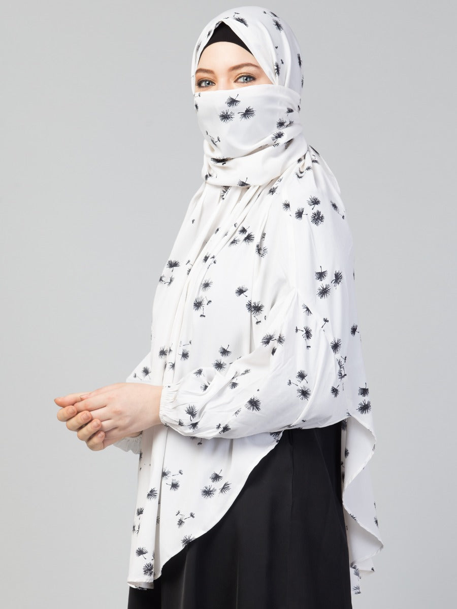 Printed Khimar With Attached Mouthpiece