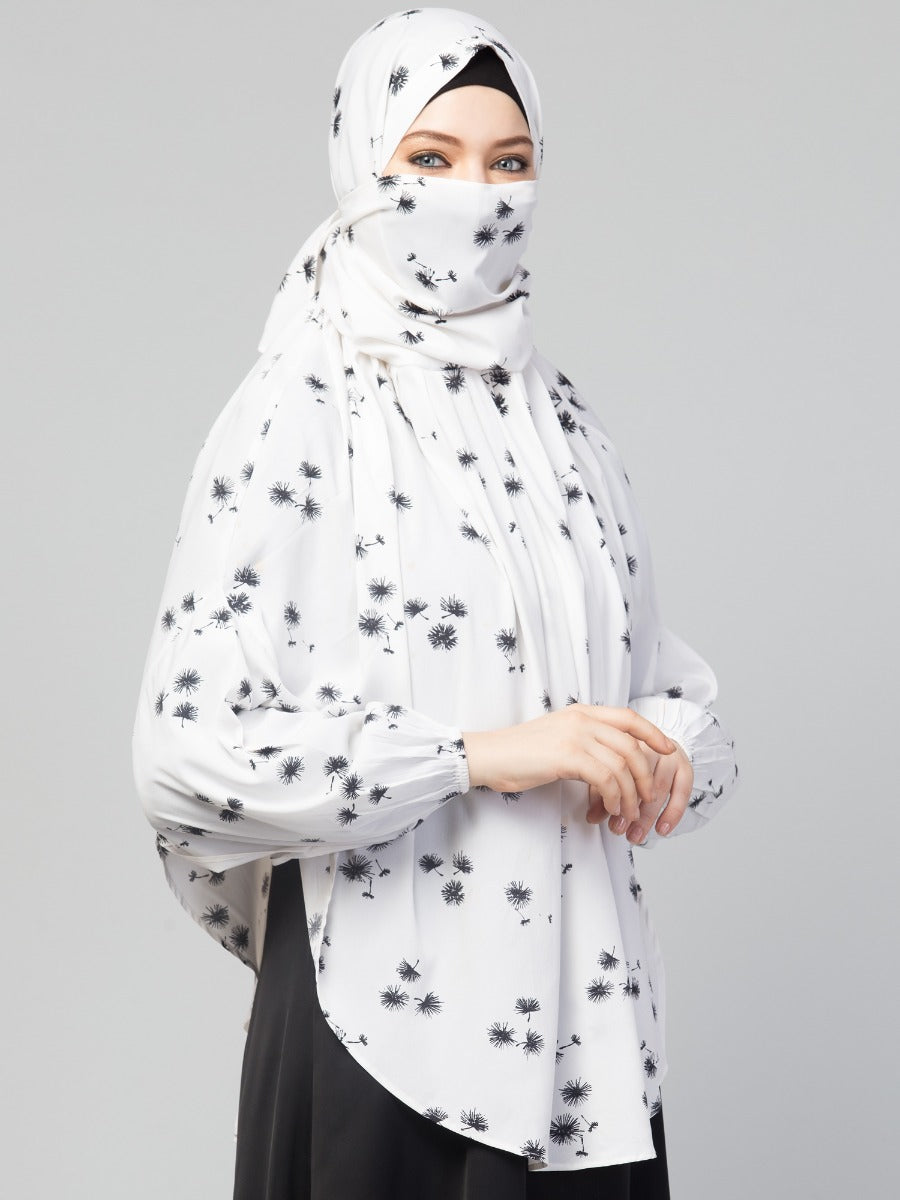 Printed Khimar With Attached Mouthpiece