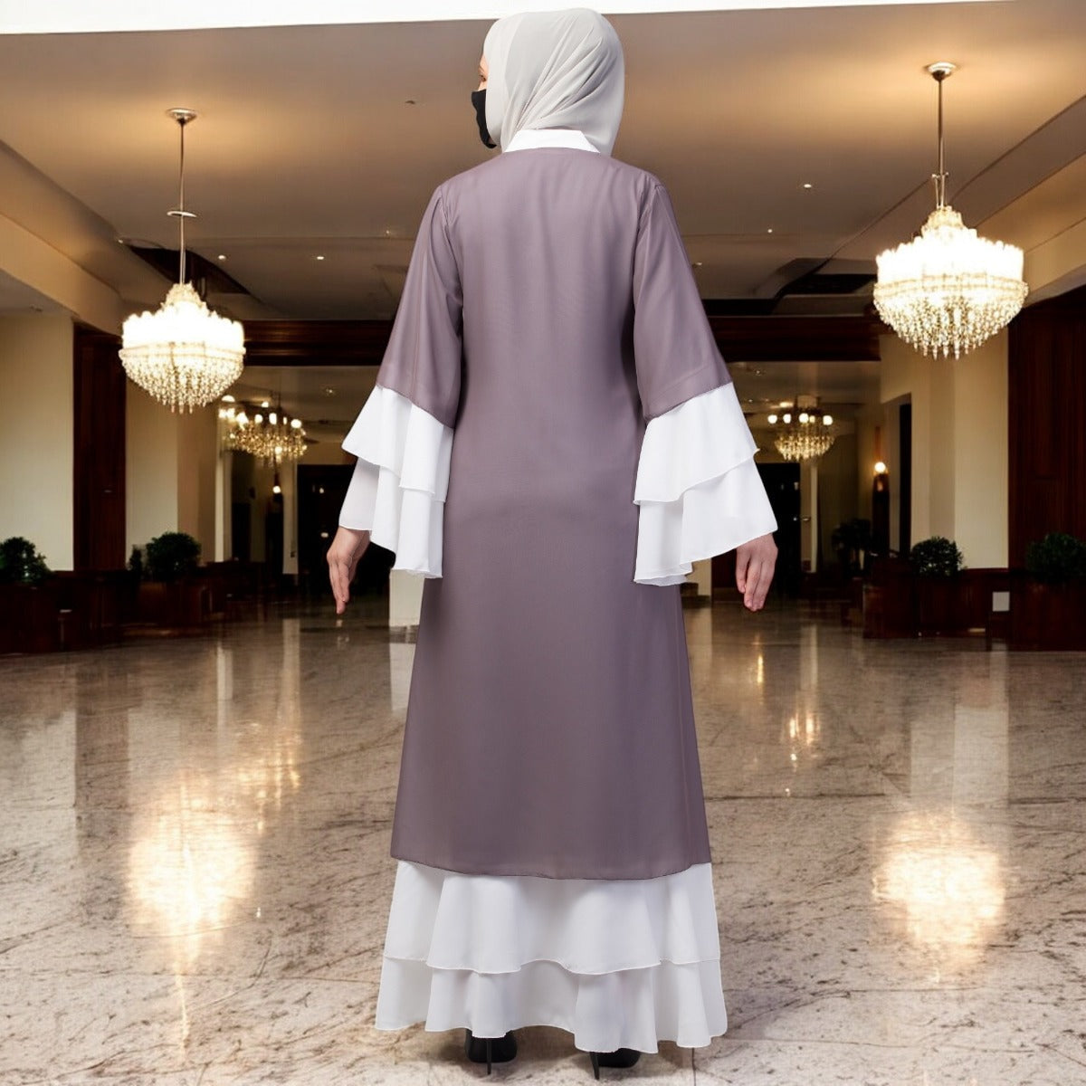 Multi layered- Front Open Modest Abaya Dress