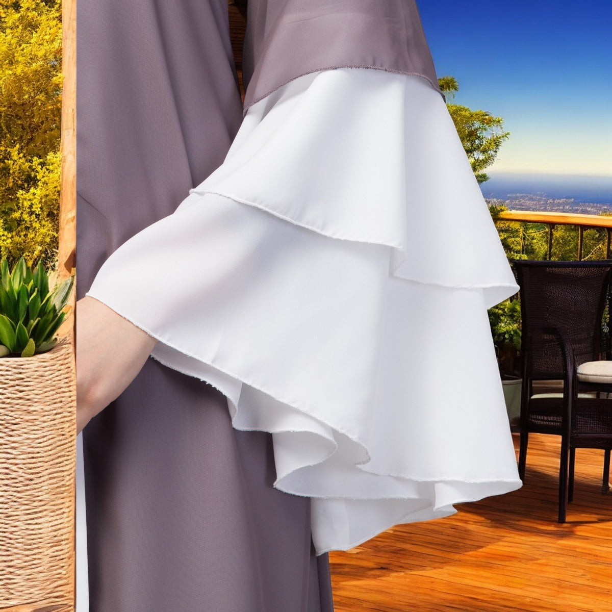 Multi layered- Front Open Modest Abaya Dress