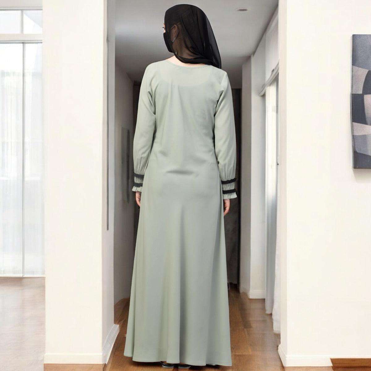 Elegant Umbrella Flare Abaya With Hijab