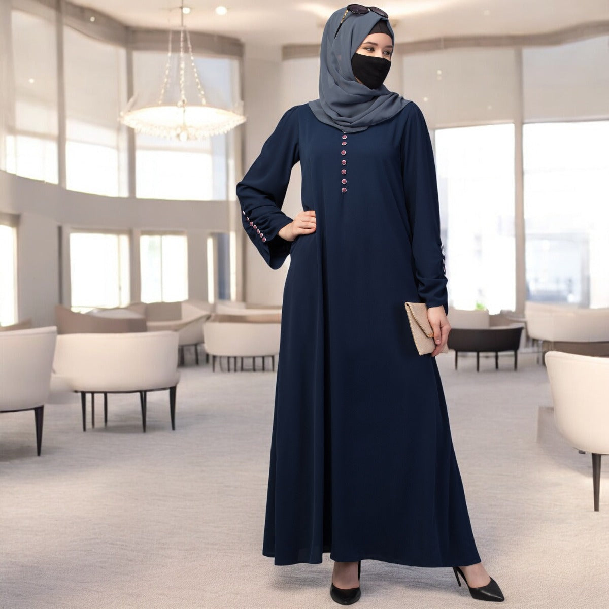 Simple Yet Stylish Abaya In Premium Stretchable Praada Fabric With Fabric Buttons