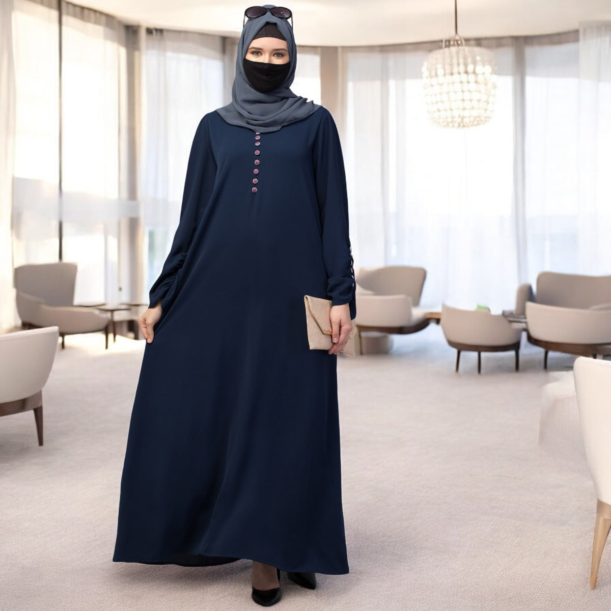 Simple Yet Stylish Abaya In Premium Stretchable Praada Fabric With Fabric Buttons