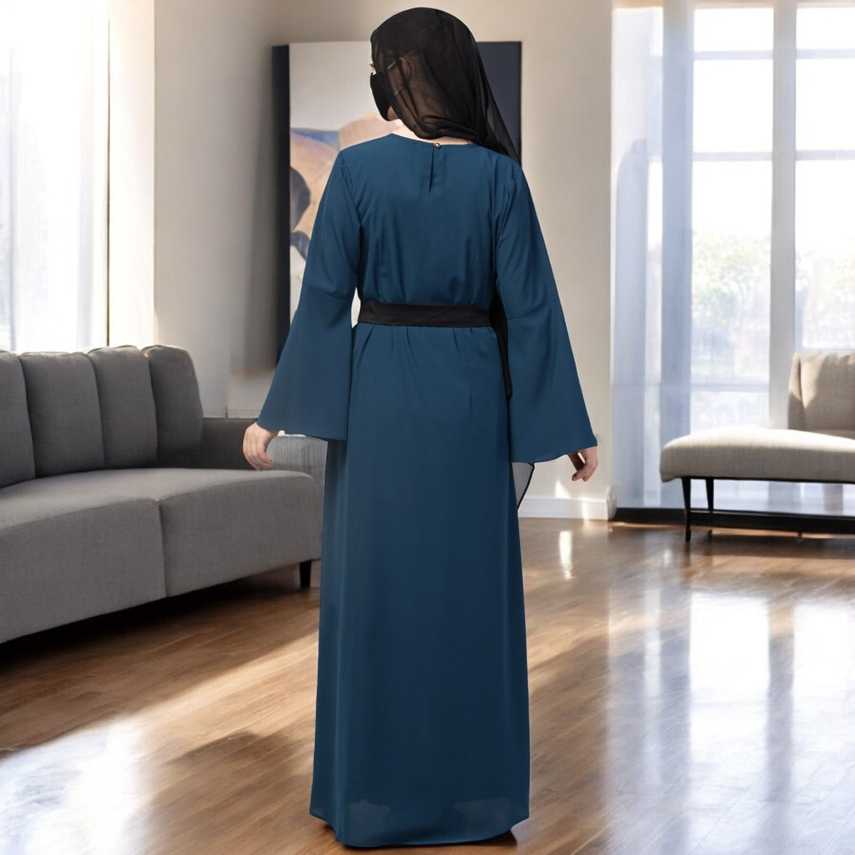 Designer Abaya With Pleats & Belt