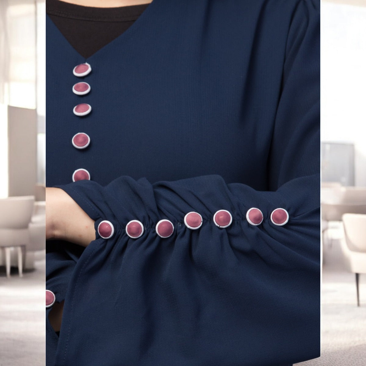 Simple Yet Stylish Abaya In Premium Stretchable Praada Fabric With Fabric Buttons