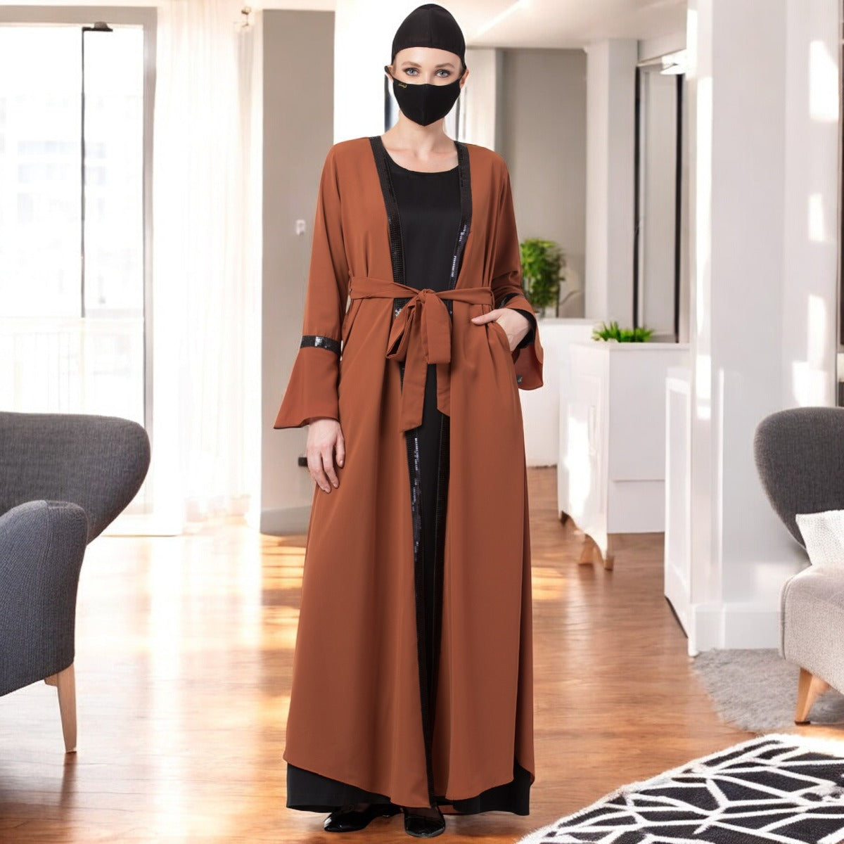 Bashariya-Two Piece Combo Of Abaya And A Cardigan.