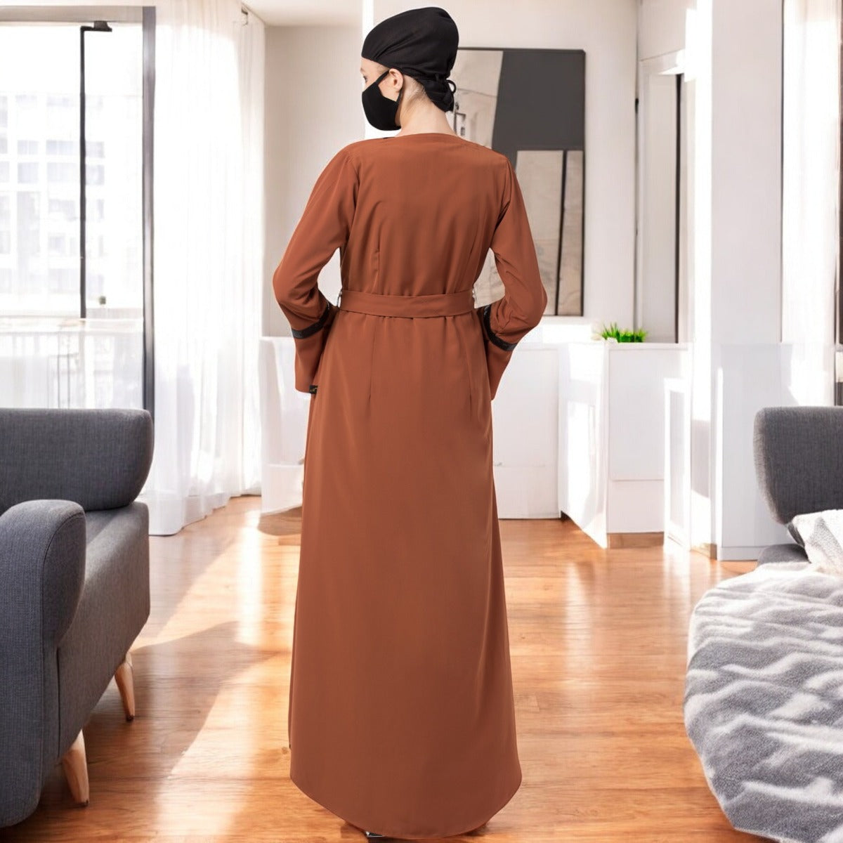 Bashariya-Two Piece Combo Of Abaya And A Cardigan.