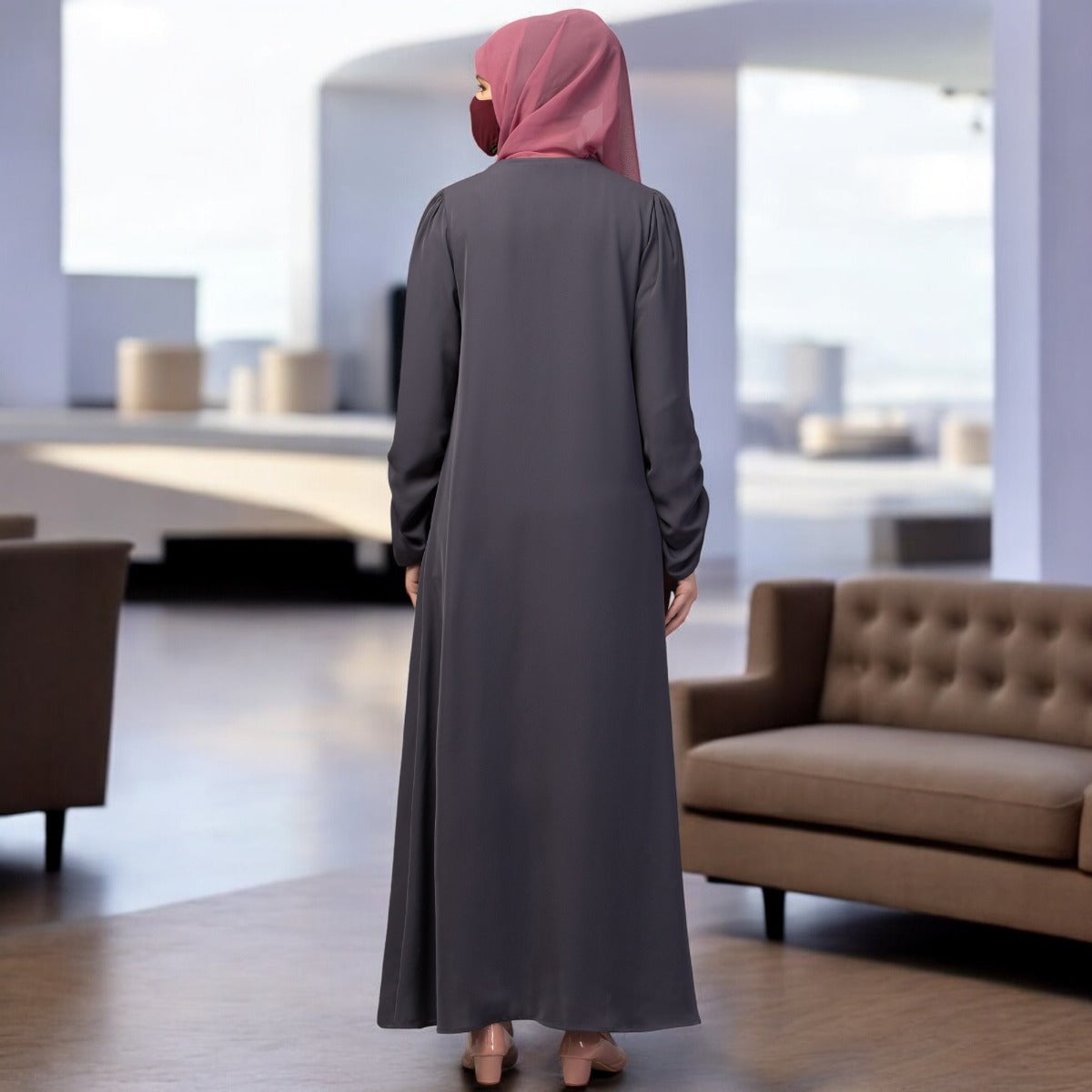 Simple Yet Stylish Abaya In Premium Stretchable Praada Fabric With Fabric Buttons
