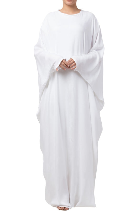 Very Simple White Kaftan Abaya In Rayon fabric