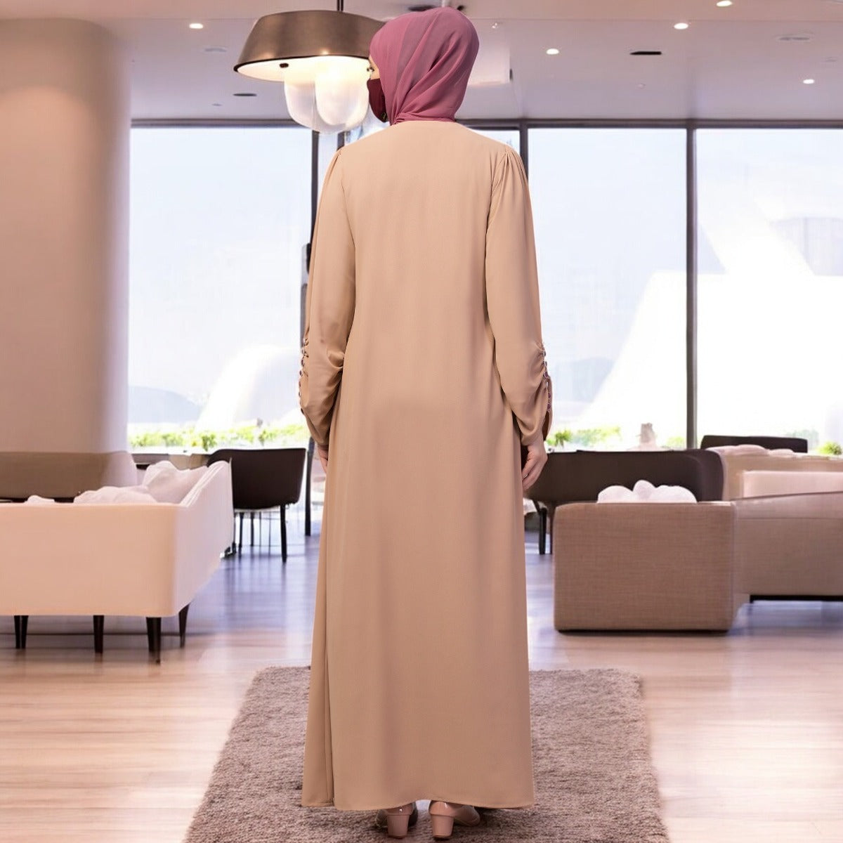 Simple Yet Stylish Abaya In Premium Stretchable Praada Fabric With Fabric Buttons