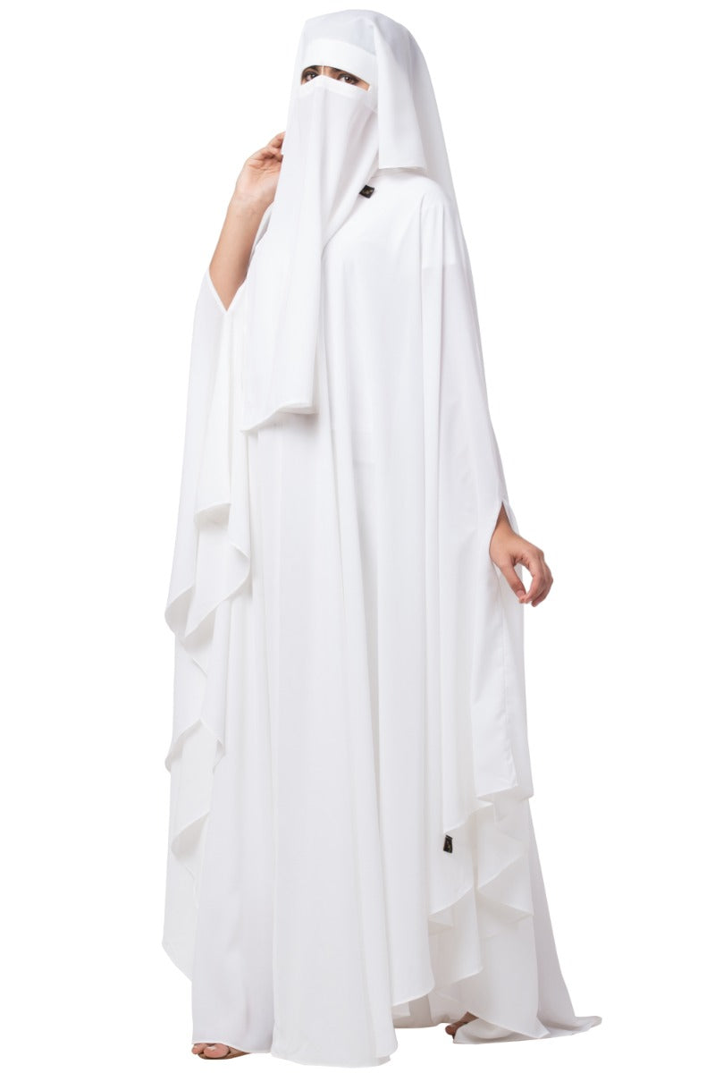 White Irani Kaftan and Naqaab Combo