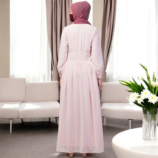 Designer Modest Dress With Abaya Fit In Georgette Fabric With Complete Lining.