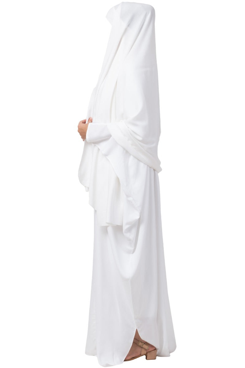 White kaftan and Irani Chadar Combo In Rayon Fabric