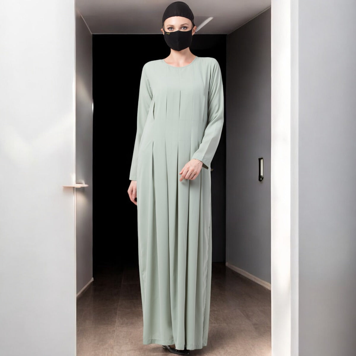 Bashariya-Modest Abaya Dress With Inward Pleats