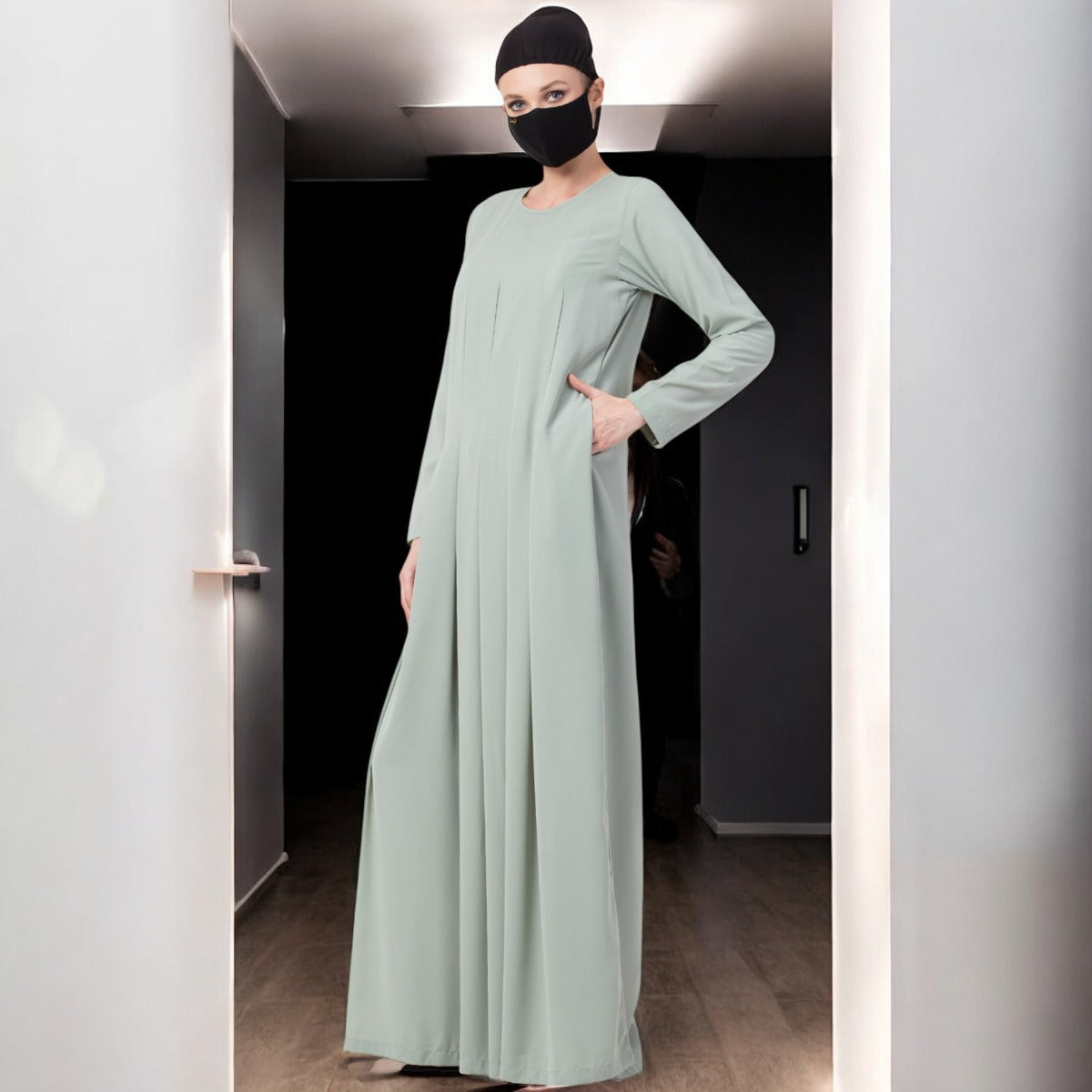 Bashariya-Modest Abaya Dress With Inward Pleats