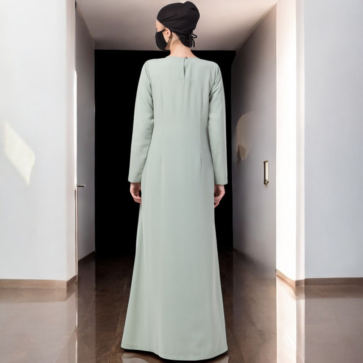 Bashariya-Modest Abaya Dress With Inward Pleats
