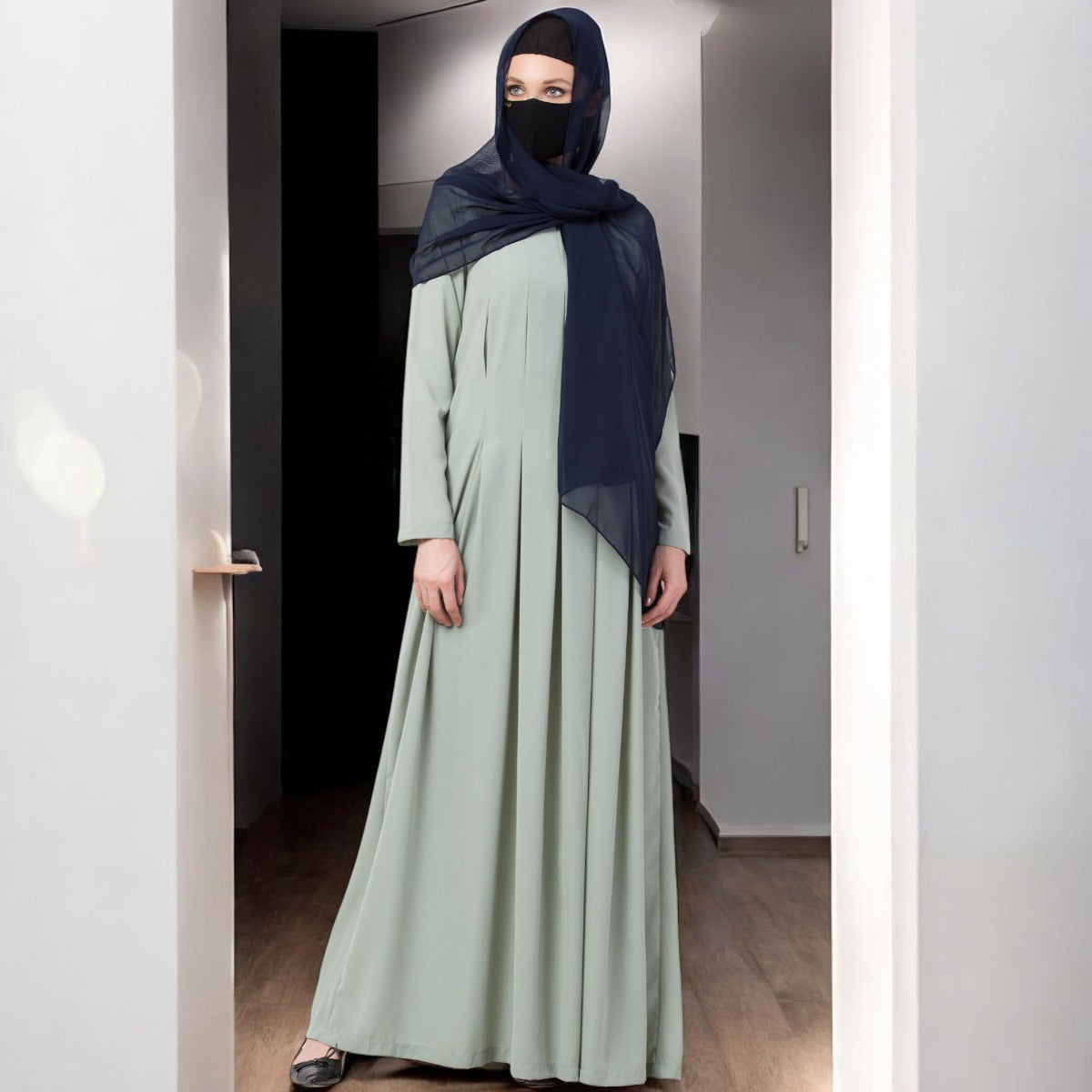 Bashariya-Modest Abaya Dress With Inward Pleats